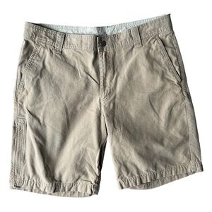 Columbia Men’s Beige Canvas Utiity Hiking Outdoor 10” Shorts, Size 34